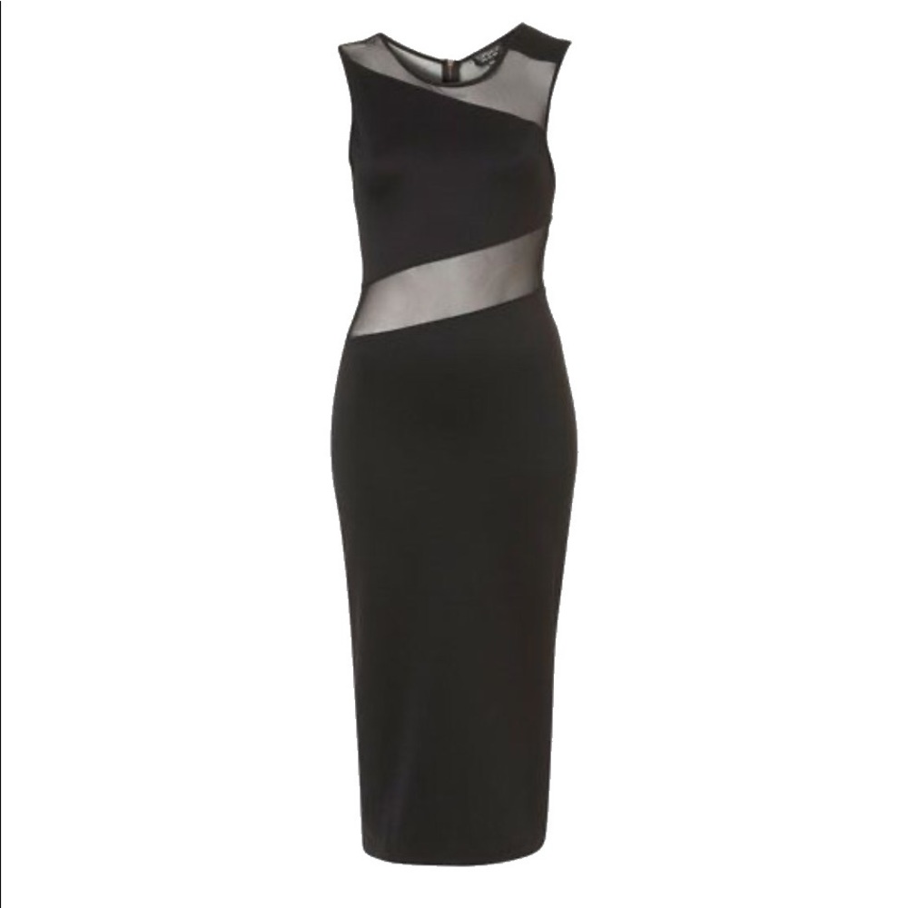 Topshop Midi Mesh Cutout Dress